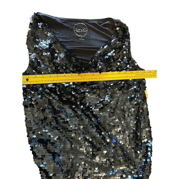 NWT Inc International Concepts Woman Sequined Drape Neck Tank Deep Blue Size 1X - Picture 4 of 7